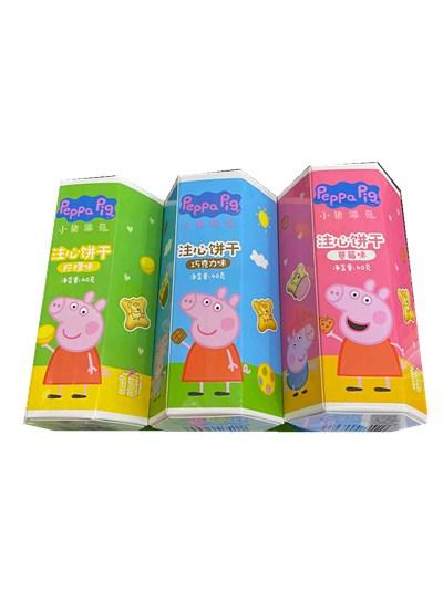 亿智 小猪佩奇 注心饼干 草莓味,巧克力味,柠檬味 40克*3盒