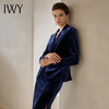 IWY/金丝绒藏蓝色长袖西装半裙套装204014C1S1 商品缩略图1
