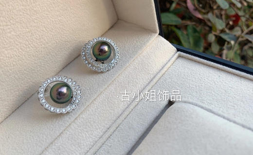 【古小姐饰品】黑珍珠纯银套装 圆形简约大气款 性价比款 商品图4