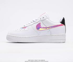 耐克Nike Air Force1 AF1白镭射纯白电玩像素空军低帮板鞋