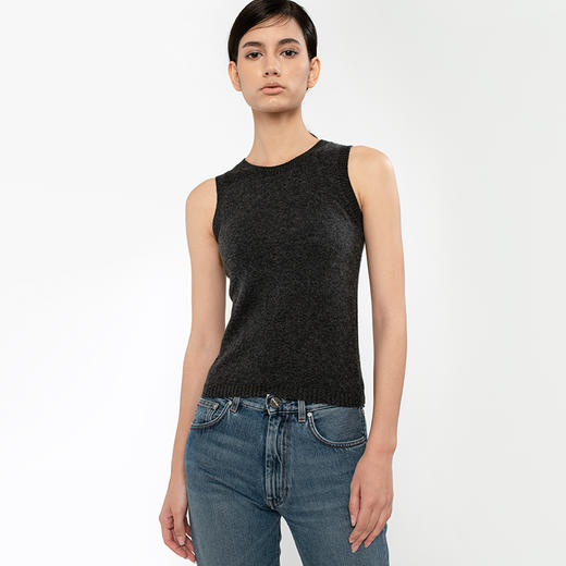 2020经典款女士纯山羊绒稀针背心 商品图2