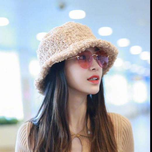 韩版俏皮帽子女秋冬羊羔毛绒渔夫帽日系百搭复古软妹学生保暖盆帽七夕情人节 商品图1