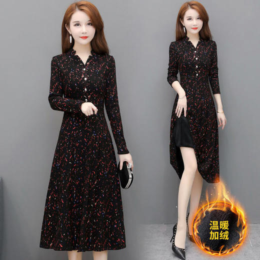 YW-TYH9912修身显瘦加绒加厚气质优雅保暖连衣裙 商品图1