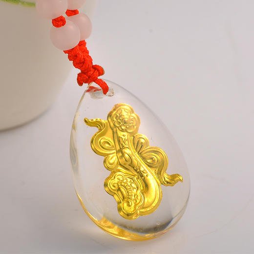 金如意吊坠金镶玉白水晶送女友闺蜜节日生日礼物 商品图4