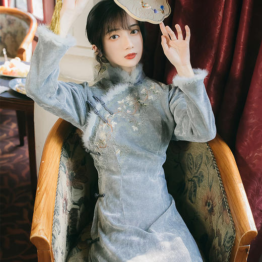 秋冬新款年会改良版旗袍连衣裙两件套 xyx8205