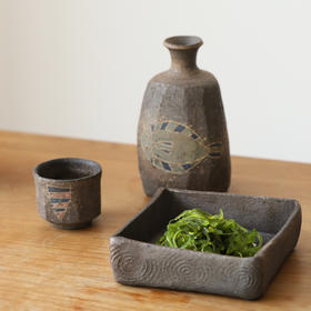 「日本 竹内真吾 」炻器 象嵌系列 圆盘 深钵 帽子钵 四方钵