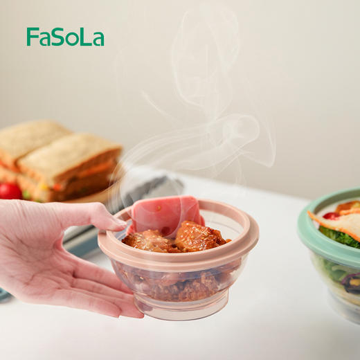FaSoLa便携旅行硅胶折叠碗带盖泡面碗伸缩耐热户外野餐具旅游碗 商品图2
