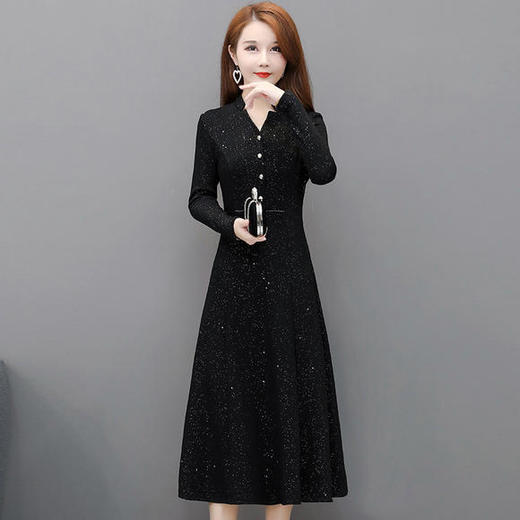 YW-TYH9912修身显瘦加绒加厚气质优雅保暖连衣裙 商品图4