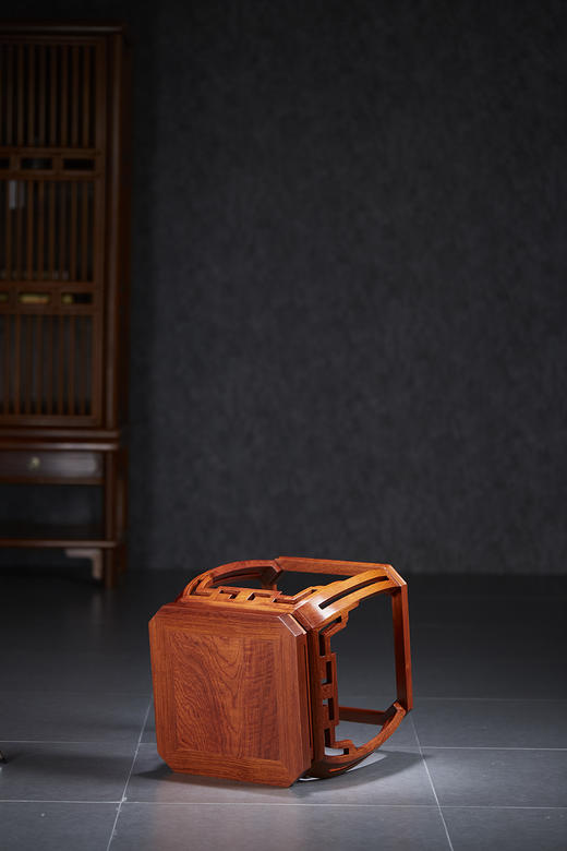 红桥红  家具严选  缅甸花梨（大果紫檀）  【35 仿故宫文竹 方凳】 商品图5