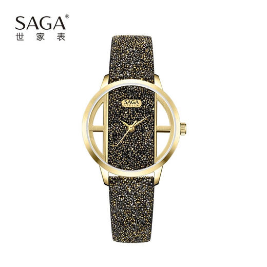 saga世家新款女士手表品牌正品轻奢小众腕表水晶饰布礼物防水石英