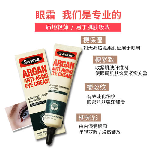 【香港直邮】澳洲 Swisse 摩洛哥坚果抗老化眼霜15ml（紫色新包装） 商品图3