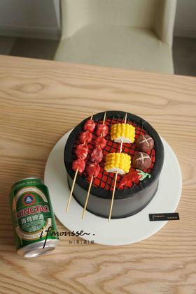 「男士」烧烤 蛋糕  （黑色部分有竹炭粉 会有清肠效果）