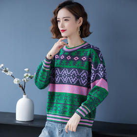 FCY  MYN2113韩版圆领印花毛衣针织