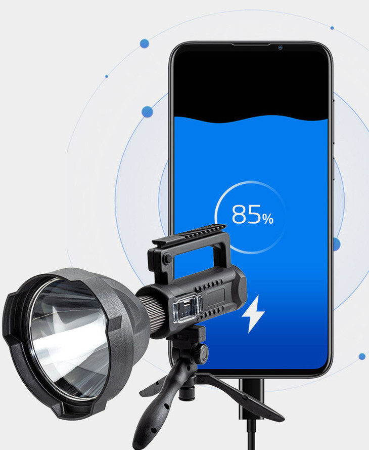 照知了猴 颍河鲨 强光探照灯 户外多功能照明led手电筒 远射防水充电