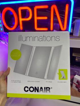 韩国进口CONAIR illuminations网红LED梳妆镜化妆镜轻薄USB 电池JPY带授权招加盟代理