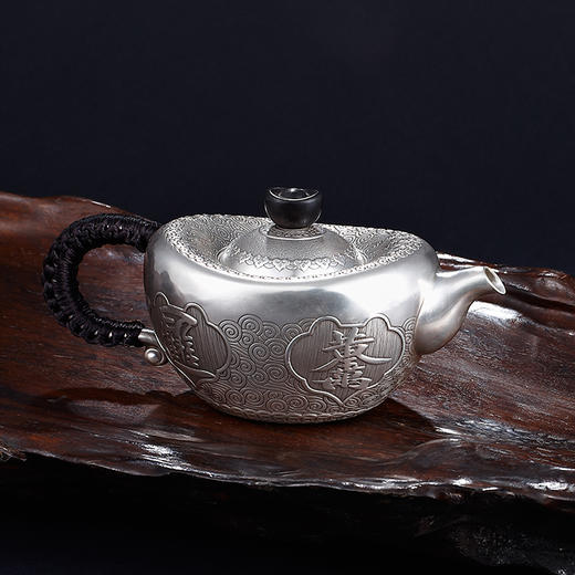 招财进宝银壶套装一壶六杯泡茶壶足银999 商品图0