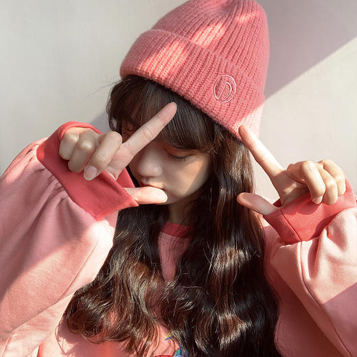 帽子女秋冬季简约字母毛线帽学生情侣户外保暖套头针织冷帽子男潮七夕情人节 商品图1