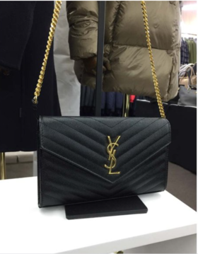 奥莱SAINT LAURENT Monogram Matlasse离合器链钱包单肩包黑金JPY带授权招加盟代理