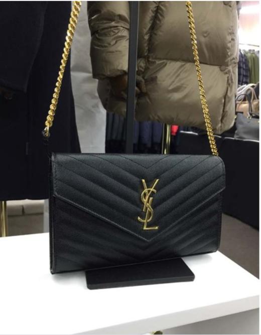 奥莱SAINT LAURENT Monogram Matlasse离合器链钱包单肩包黑金JPY带授权招加盟代理 商品图0