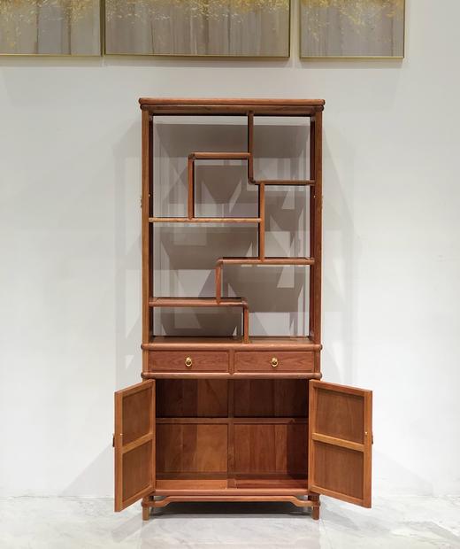 红桥红  家具严选  缅甸花梨（大果紫檀）  【188双抽屉带柜门 圆腿玻璃展示柜】 商品图8