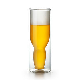【磨砂啤酒杯500ml】高硼硅双层玻璃啤酒杯红酒杯饮料杯大号