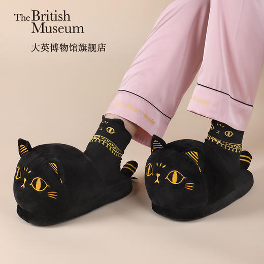 大英博物馆官方盖亚·安德森猫毛绒拖鞋冬季居家礼物卡通送女友 商品图0