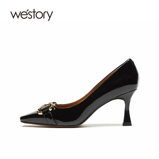 westory毛毛鞋女冬外穿2020新款扣环穆勒鞋潮高跟单鞋W20CE70421 商品图1
