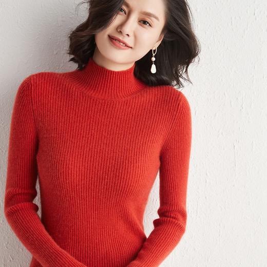 CXY-半高领山羊绒衫女抽条2020秋冬新款套头针织打底衫修身毛衣 商品图3