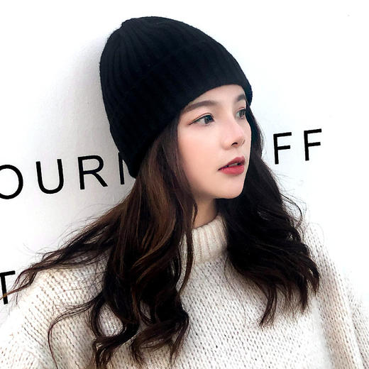 <有书独家>帽子冬季韩版创意新款糖果色套头毛线帽  糖果色保暖竖条纹针织帽 商品图3