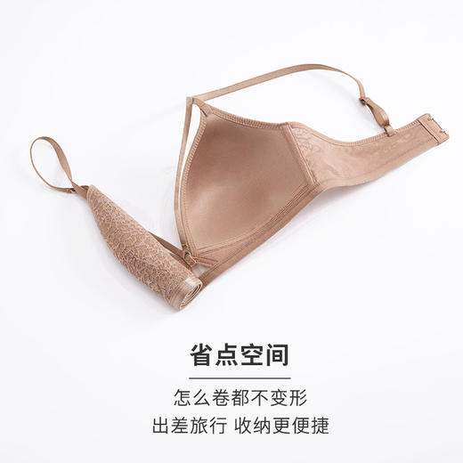 HSIA遐 薄款内衣女深V性感绑带豹纹蕾丝三角杯中小胸无钢圈文胸 商品图4