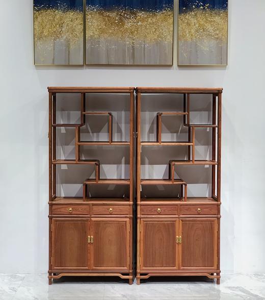 红桥红  家具严选  缅甸花梨（大果紫檀）  【188双抽屉带柜门 圆腿玻璃展示柜】 商品图0