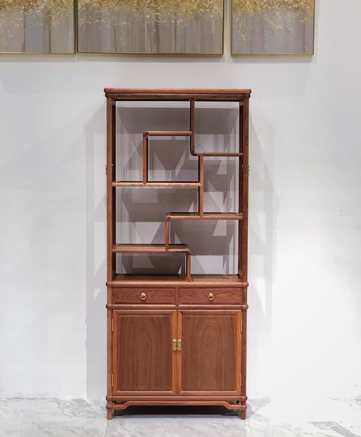红桥红  家具严选  缅甸花梨（大果紫檀）  【188双抽屉带柜门 圆腿玻璃展示柜】 商品图6