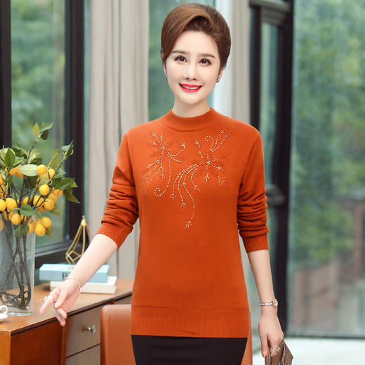 YMS-NSF6103加绒加厚毛衣女中老年人服装妈妈装冬季打底衫奶奶装保暖上衣 商品图2