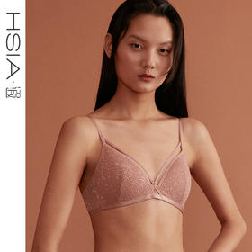 HSIA遐 薄款内衣女深V性感绑带豹纹蕾丝三角杯中小胸无钢圈文胸