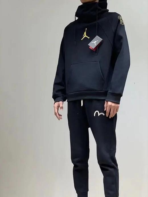 aj飞人23号金线刺绣篮球款奥代尔复合水貂绒高领连帽情侣卫衣