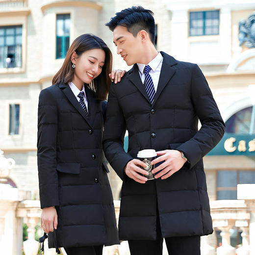 QZT-职业羽绒棉服西装领工作服男女同款保暖气质修身工装 商品图2