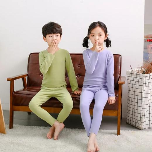 南瓜拿铁儿童双层纯色恒温保暖衣套装（款号R20808） 商品图0