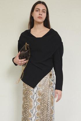 韩国MAISONMARAIS 牛颈衬衫[黑色]  M207BL003BK 韩国直邮JPY带授权招加盟代理