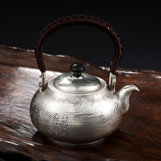 独钓提梁泡茶银壶 商品图0