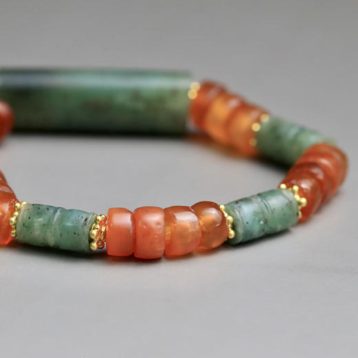 西周碧玉扁勒 西周玛瑙手串 - 洪艺宁古代珠宝工作室