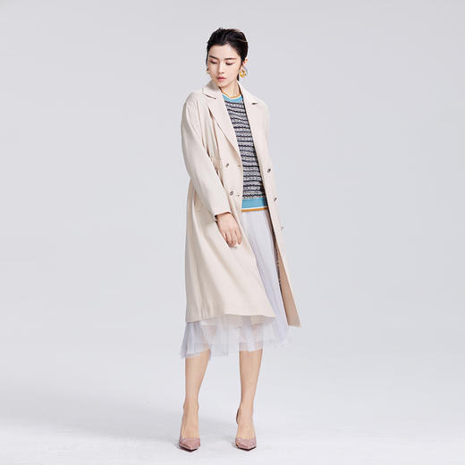 SAINT L’UCK/圣媛女装 新款优雅学院风中长款纯色翻领风衣外套SA320F53 商品图4