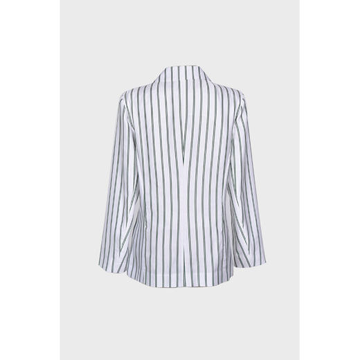 圣三利女装 新款翻领轻薄绿色条纹时尚西服外套SL2012148 商品图4