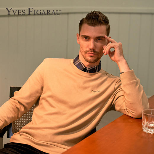 有色差下架-YvesFigarau伊夫·费嘉罗秋冬新款长袖T恤套头男士商务休闲上衣900953 商品图0