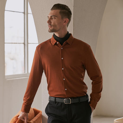 YvesFigarau伊夫·费嘉罗秋冬新款简约抗皱舒适保暖休闲长袖衬衫902325 商品图3