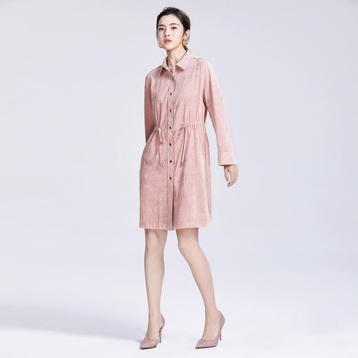 SAINT L’UCK/圣媛女装    时尚优雅中长款麂皮绒纯色风衣SA319F18 商品图4