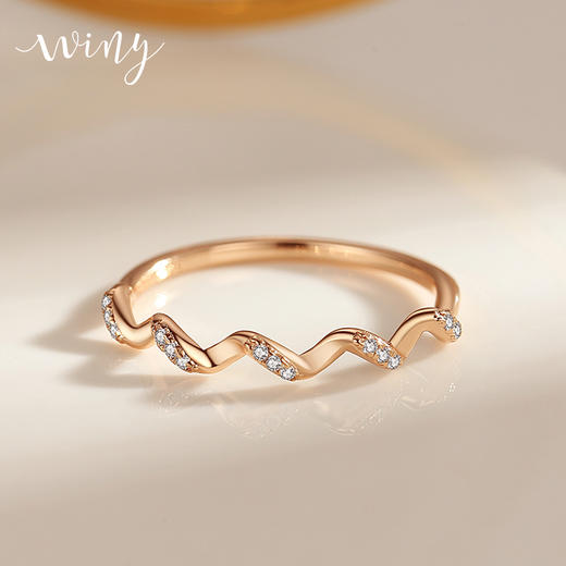Winy925纯银水波纹戒指送女友闺蜜节日生日礼物 商品图1