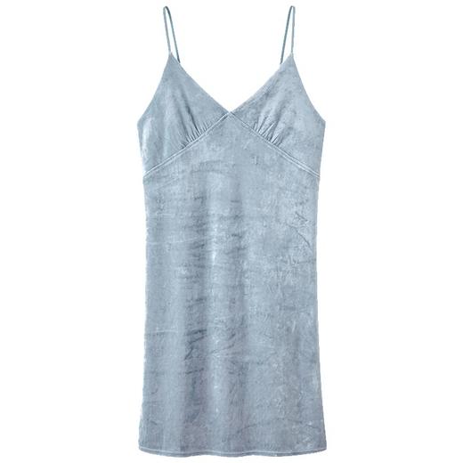 HSIA遐 睡裙女春秋新款高品质莫代尔天鹅绒深V可外穿性感吊带裙 商品图5