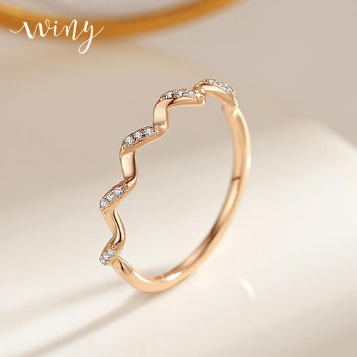 Winy925纯银水波纹戒指送女友闺蜜节日生日礼物 商品图2