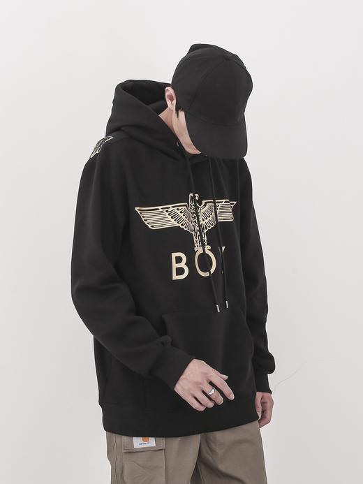 点此购买boy男女款烫金加绒连帽卫衣莲167244