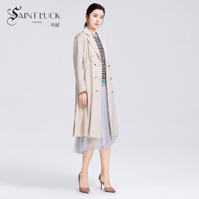 SAINT L’UCK/圣媛女装 新款优雅学院风中长款纯色翻领风衣外套SA320F53